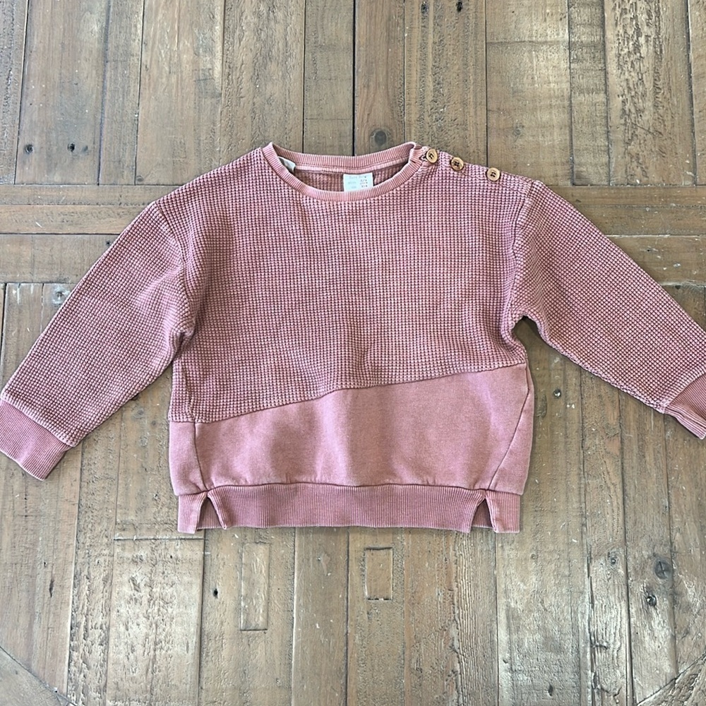 Zara waffle knit asymmetrical pullover sweatshirt